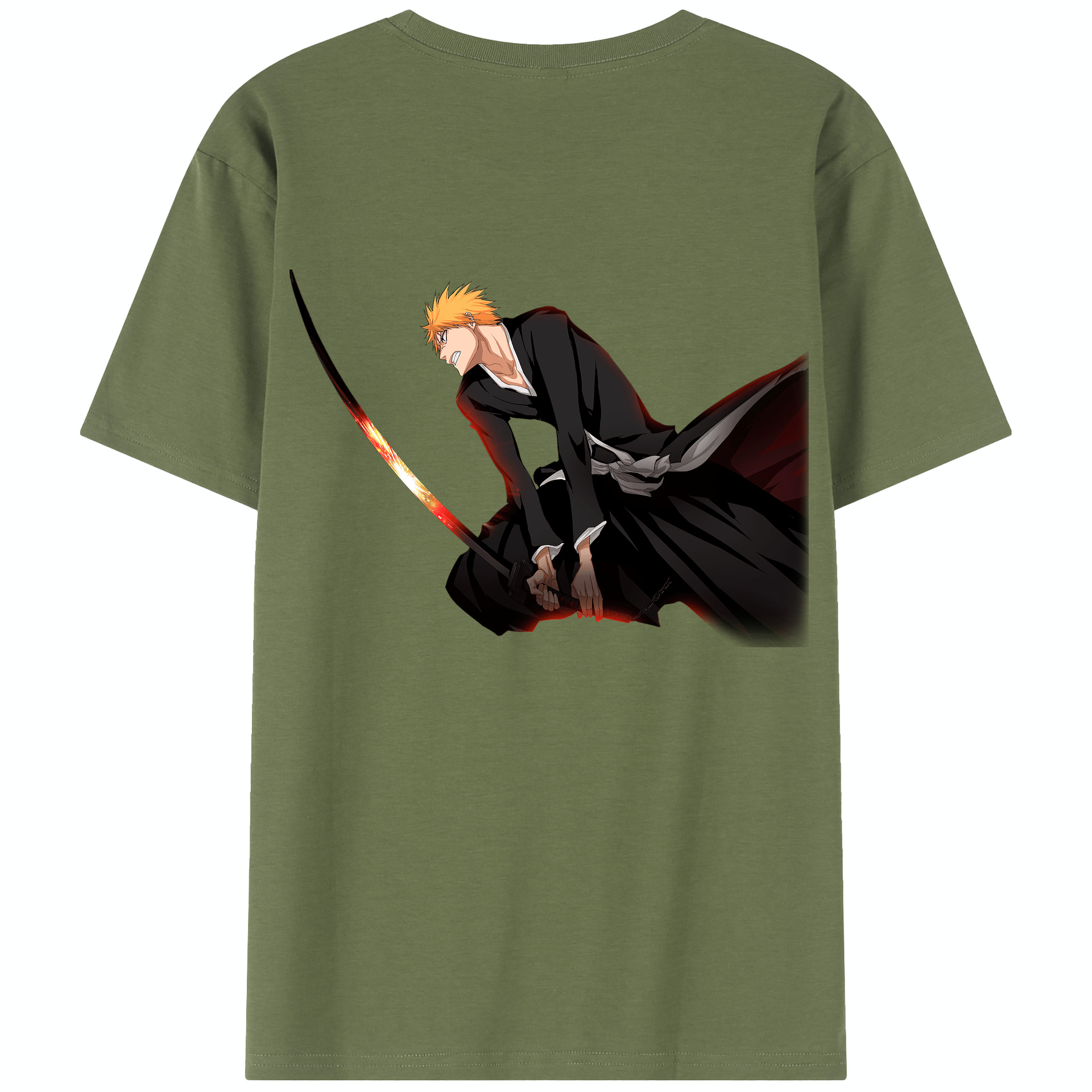（画像用） ブリーチ 黒崎一護（くろさき いちご）BLEACH Kurosaki Ichigo 綿100％半袖Tシャツ（背面プリント）